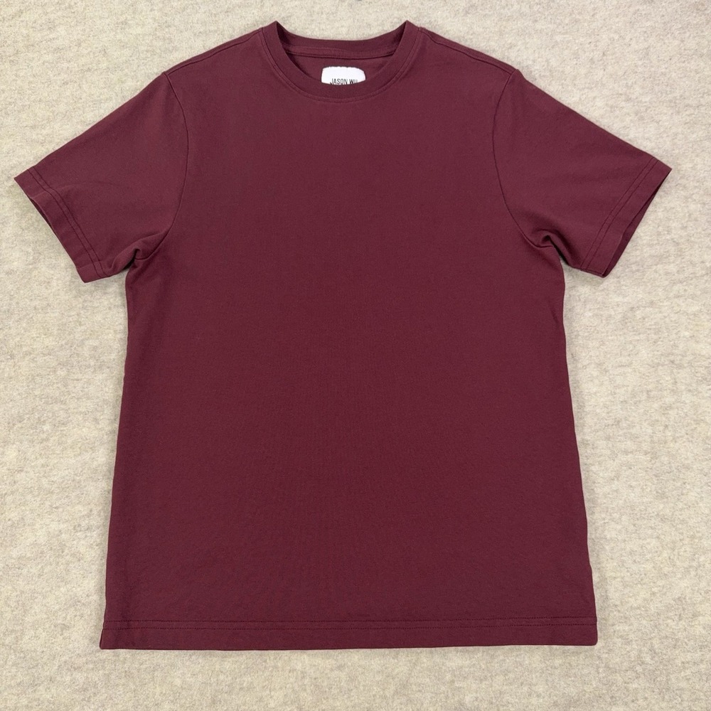 Jason Wu Shirt Mens Medium (Fits Slim) Crewneck Basic Tee Burgundy Cotton Casual